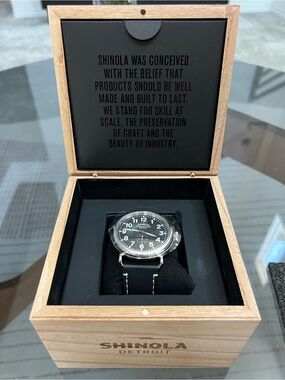 Shinola Black and White Dial Runwell Watch